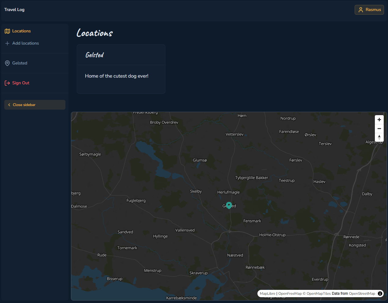 Screenshot of Travel Log project